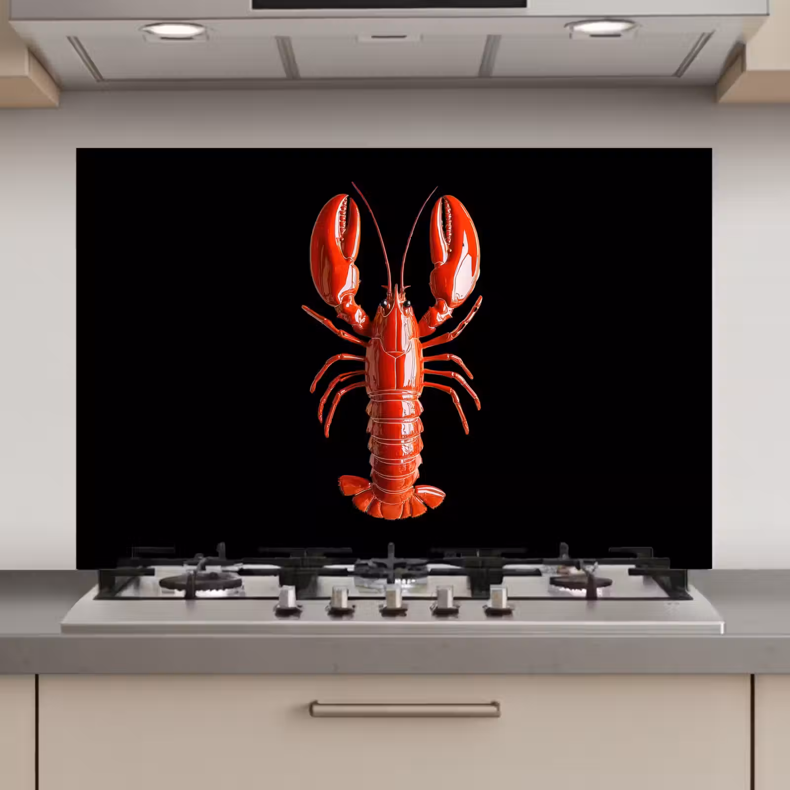 Spatscherm keuken - Kreeft - Glossier Rood - Zwart — 1