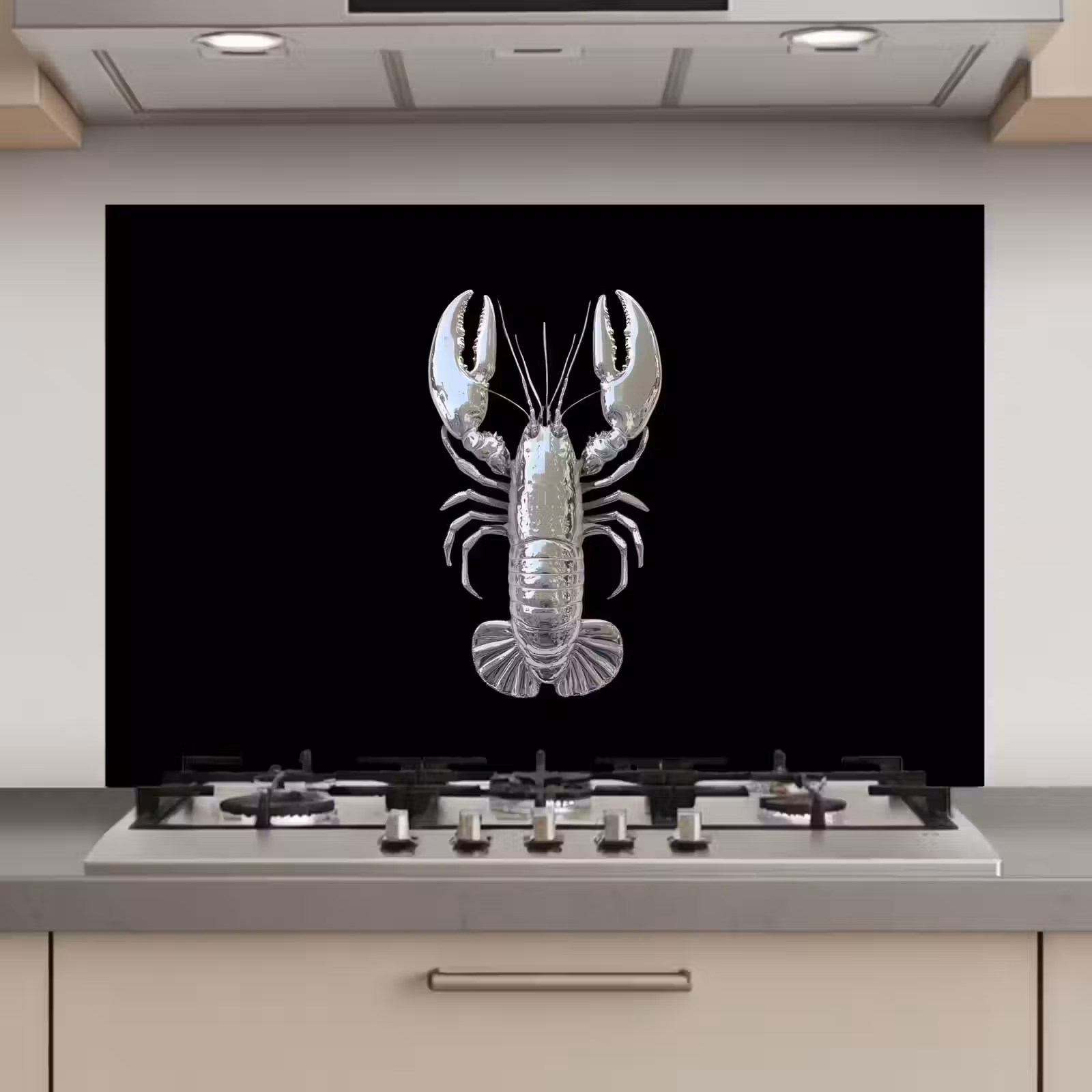 Spatscherm keuken - Kreeft - Zilver - Metallic - Luxe — 1