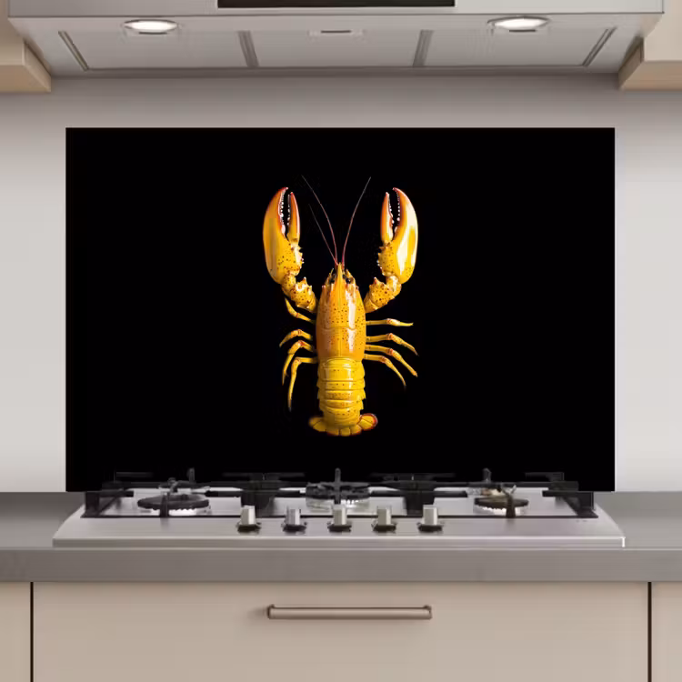 Spatscherm keuken - Kreeft - Geel - Stippen - Effen — 1