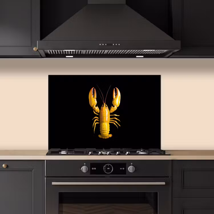 Spatscherm keuken - Kreeft - Geel - Stippen - Effen — 2