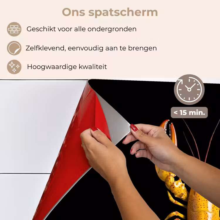 Spatscherm keuken - Kreeft - Geel - Stippen - Effen — 4