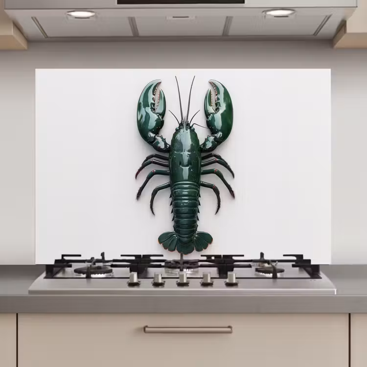Spatscherm keuken - Kreeft - Glossier - Groen - Wit — 1