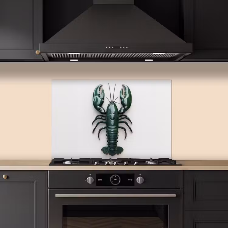 Spatscherm keuken - Kreeft - Glossier - Groen - Wit — 2