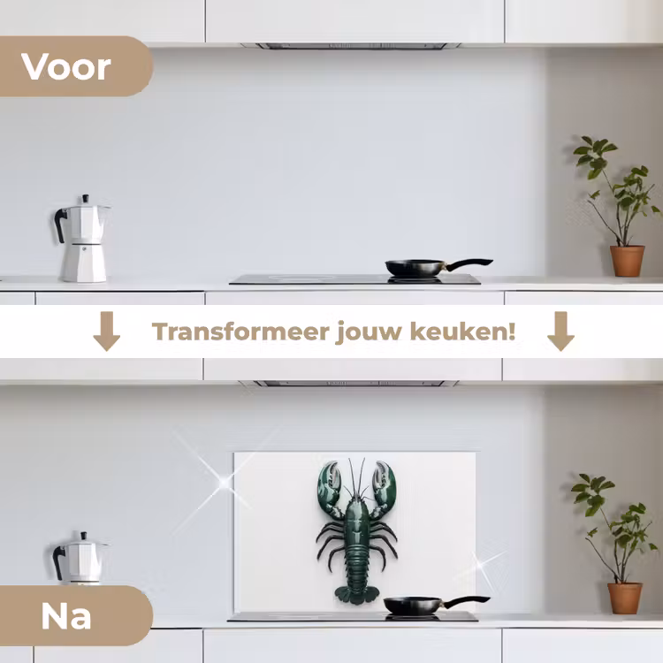 Spatscherm keuken - Kreeft - Glossier - Groen - Wit — 3