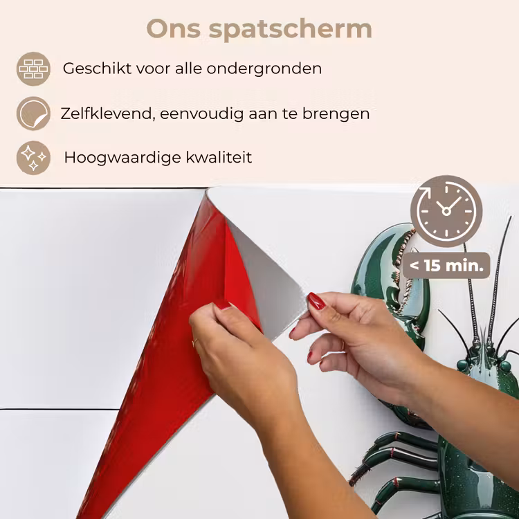 Spatscherm keuken - Kreeft - Glossier - Groen - Wit — 4