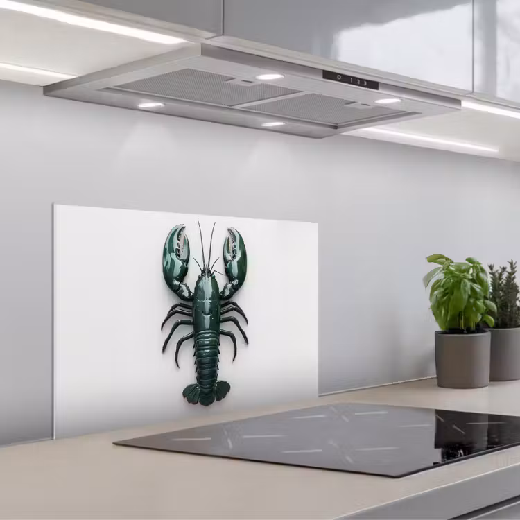Spatscherm keuken - Kreeft - Glossier - Groen - Wit — 5
