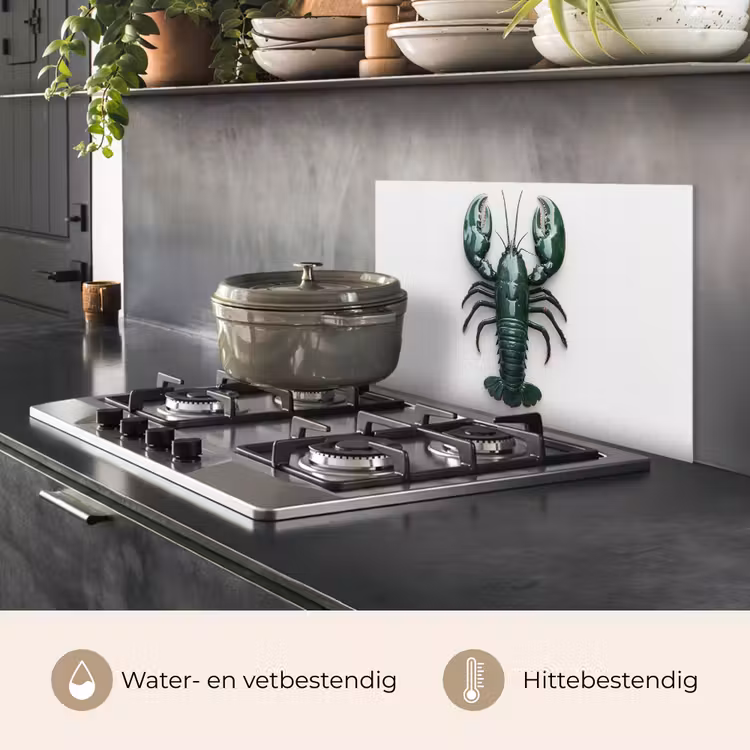 Spatscherm keuken - Kreeft - Glossier - Groen - Wit — 7