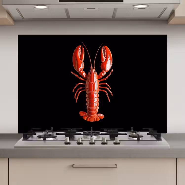 Spatscherm keuken - Kreeft - Glossier Rood - Zwart — 1