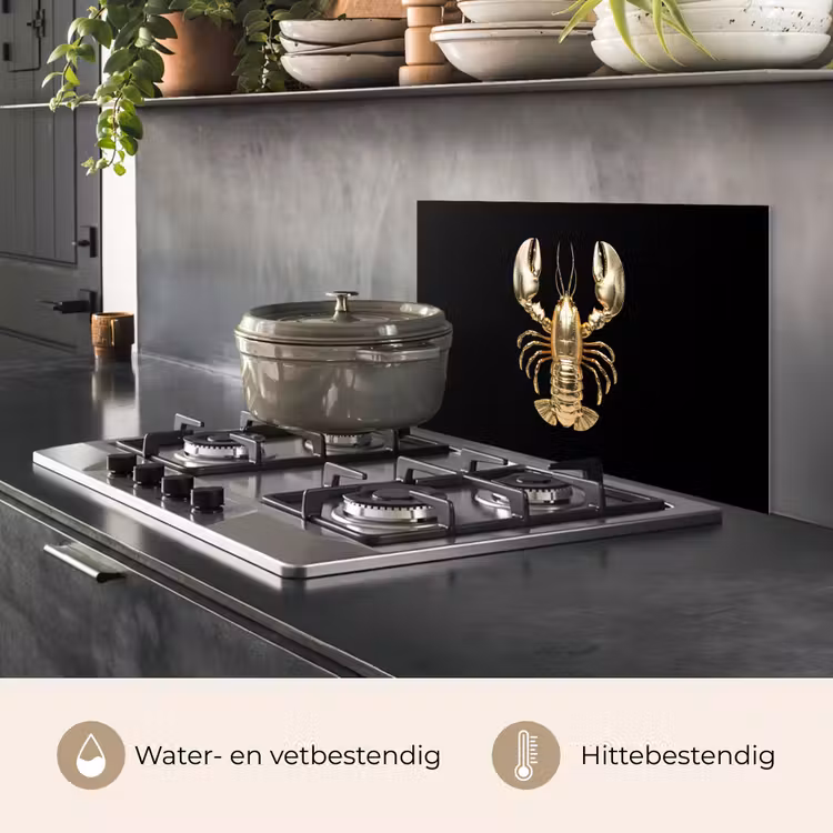 Spatscherm keuken - Kreeft - Goud - Textuur - Zwart — 7