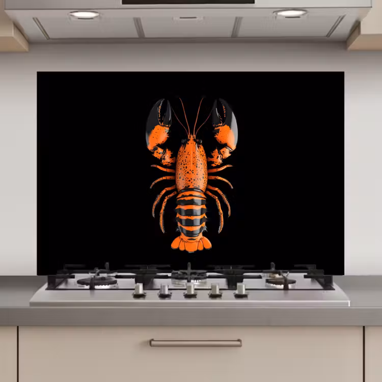 Spatscherm keuken - Kreeft - Oranje - Zwart - Modern — 1