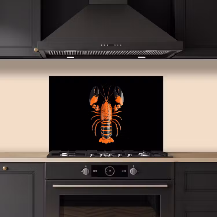 Spatscherm keuken - Kreeft - Oranje - Zwart - Modern — 2