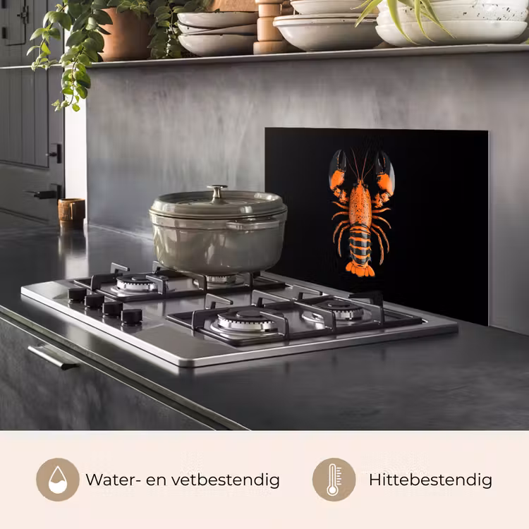 Spatscherm keuken - Kreeft - Oranje - Zwart - Modern — 7