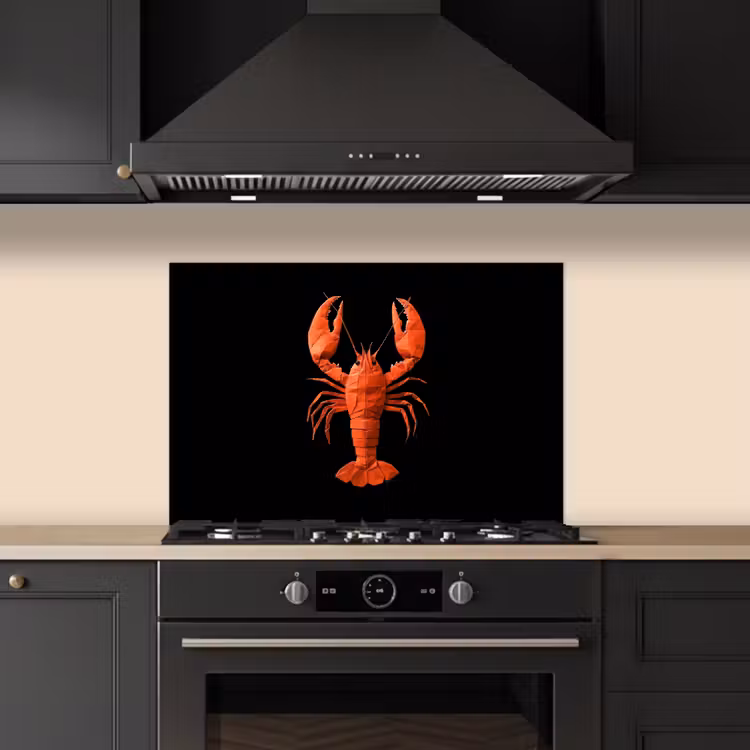 Spatscherm keuken - Kreeft - Papier - Origami papier - Rood — 2