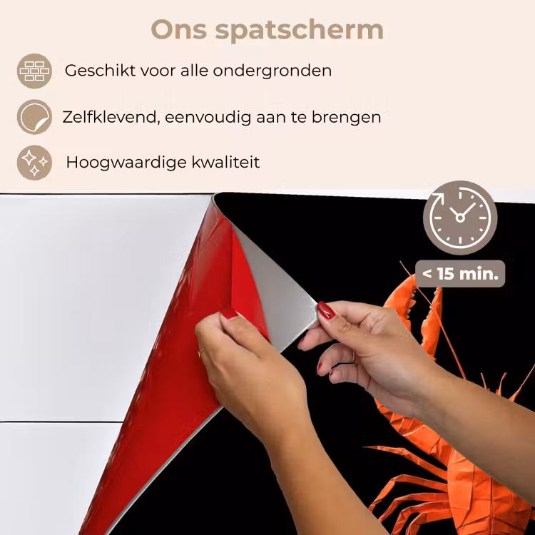 Spatscherm keuken - Kreeft - Papier - Origami papier - Rood — 4