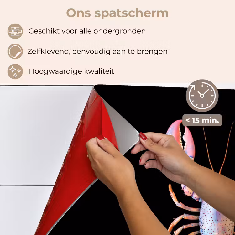 Spatscherm keuken - Kreeft - Roze - Zacht - Zwart — 4