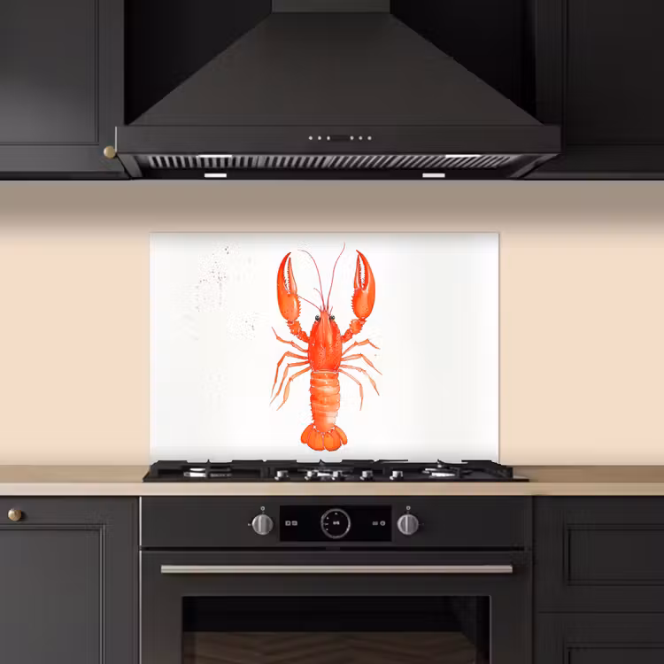 Spatscherm keuken - Kreeft - Waterverf - Aquarel - Oranje — 2