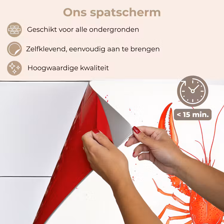 Spatscherm keuken - Kreeft - Waterverf - Aquarel - Oranje — 4