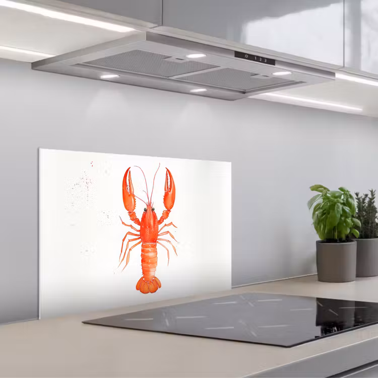 Spatscherm keuken - Kreeft - Waterverf - Aquarel - Oranje — 5
