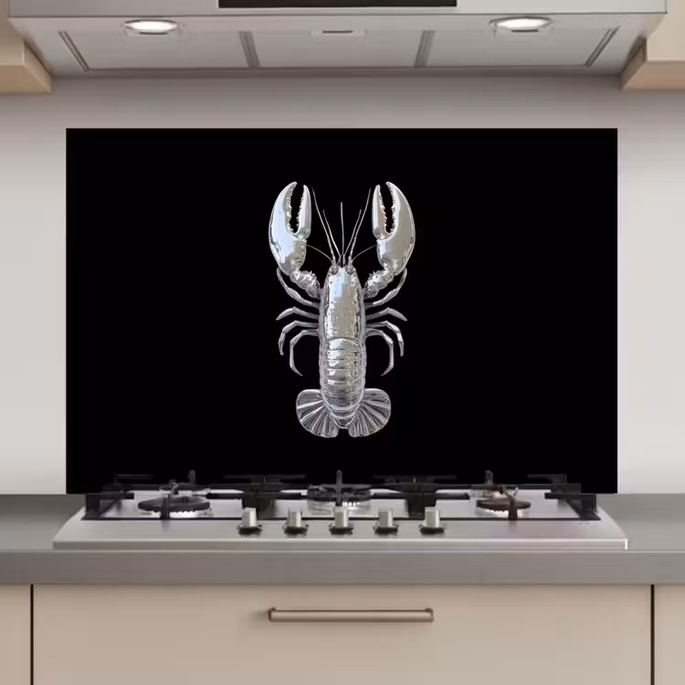 Spatscherm keuken - Kreeft - Zilver - Metallic - Luxe — 1