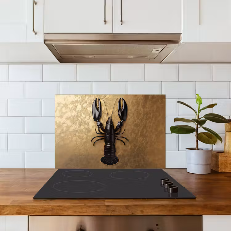 Spatscherm keuken - Kreeft - Zwart - Goud - Luxe — 6