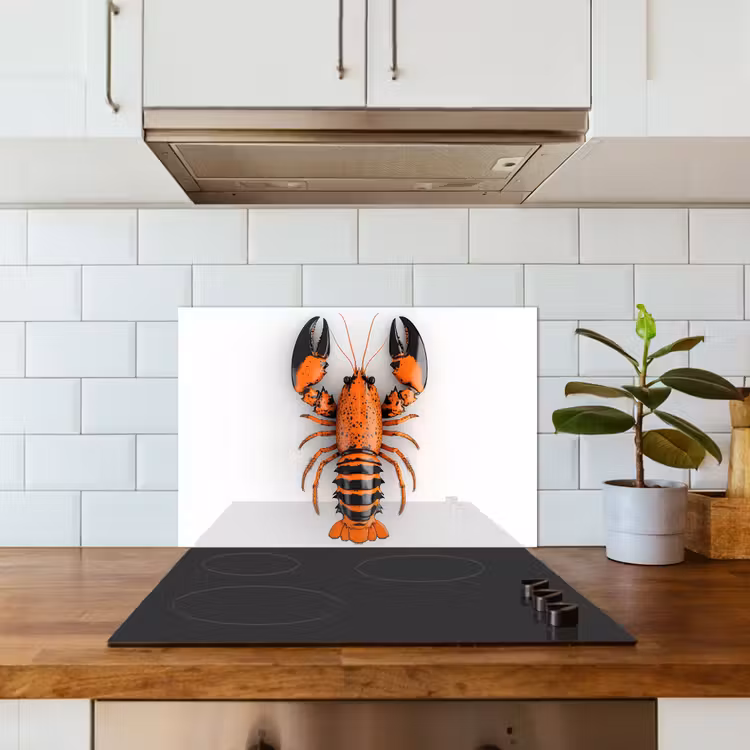 Spatscherm keuken - Kreeft - Zwart - Oranje - Wit - Uniek — 6