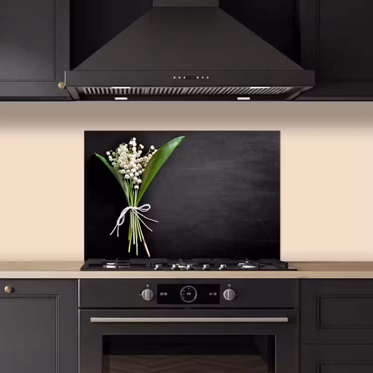Spatscherm keuken - Lelietjes van dalen - Bloemen - Strik — 2