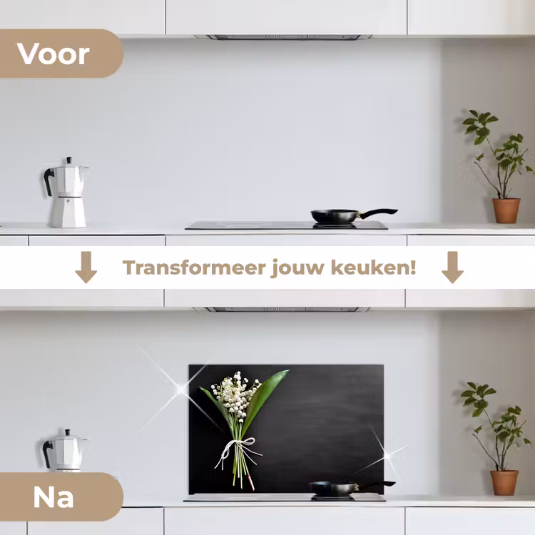 Spatscherm keuken - Lelietjes van dalen - Bloemen - Strik — 3