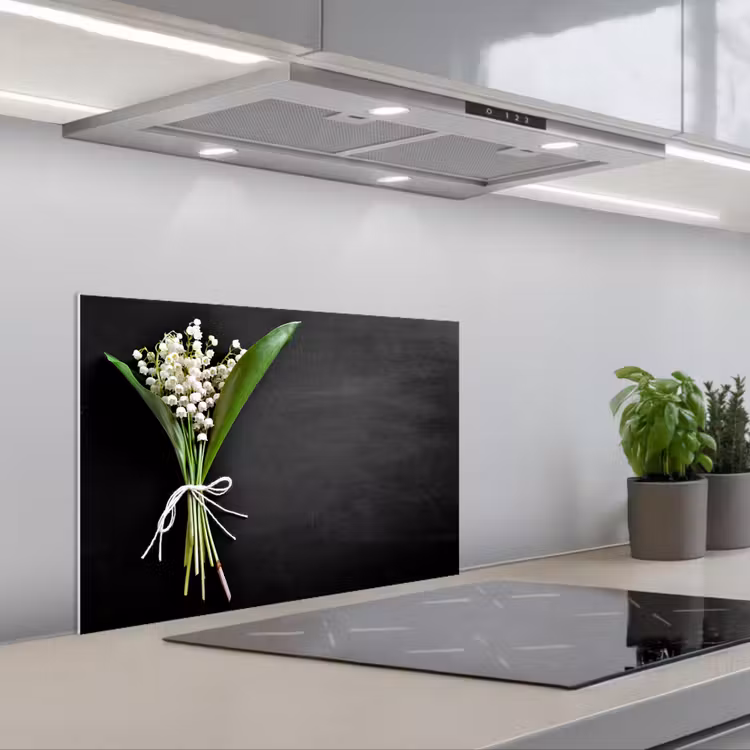 Spatscherm keuken - Lelietjes van dalen - Bloemen - Strik — 5