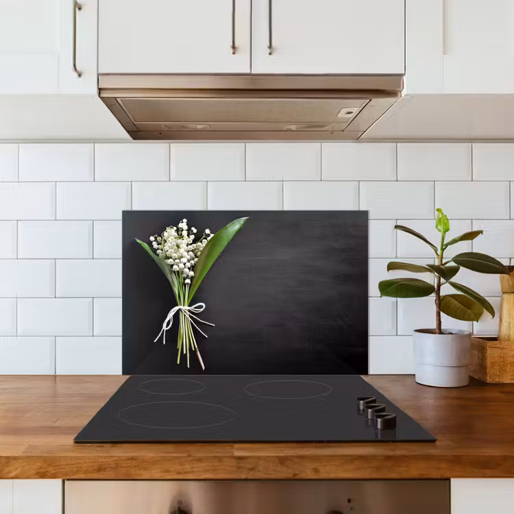 Spatscherm keuken - Lelietjes van dalen - Bloemen - Strik — 6