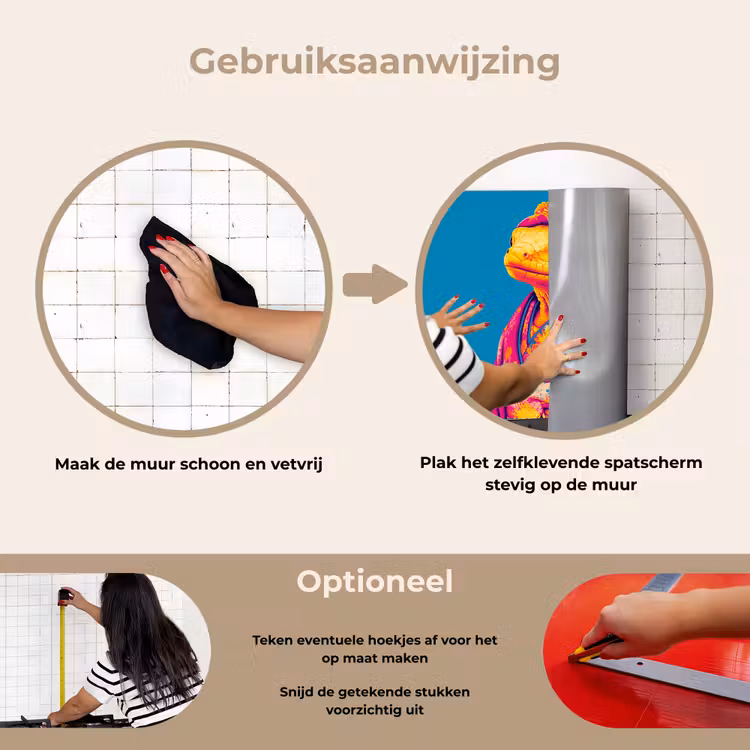 Spatscherm keuken - Bloemenkrans - Hagedis - Kimono - Paars — 8