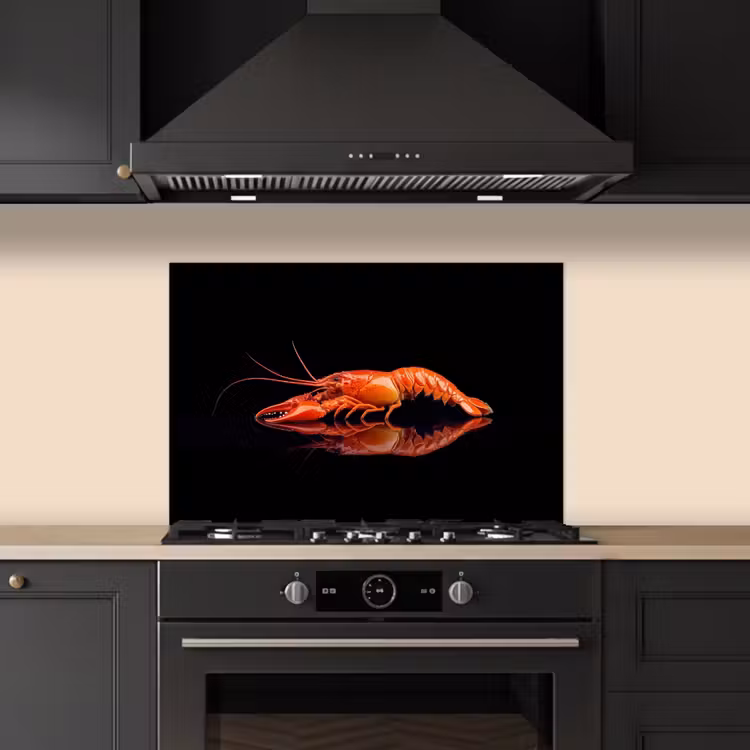 Spatscherm keuken - Kreeft - Oranje - Zwart - Opvallend — 2