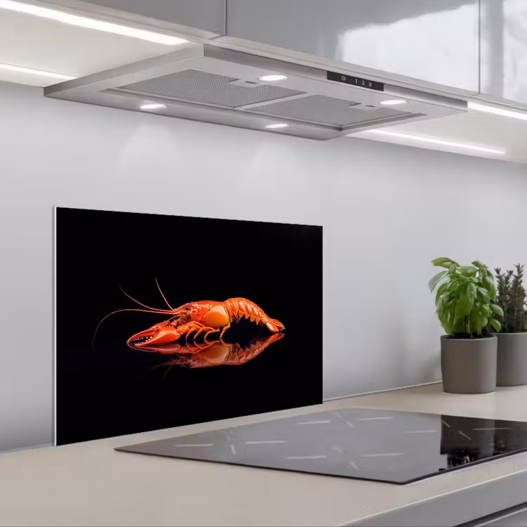 Spatscherm keuken - Kreeft - Oranje - Zwart - Opvallend — 5