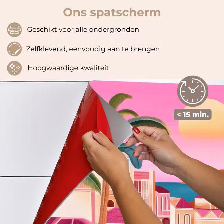 Spatscherm keuken - Stad - Roze - Palmbomen — 4