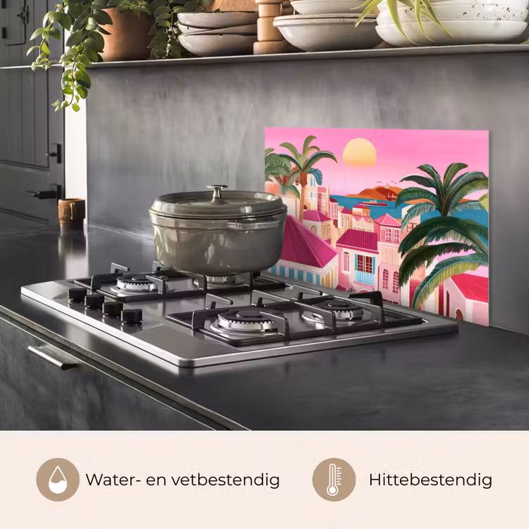 Spatscherm keuken - Stad - Roze - Palmbomen — 7