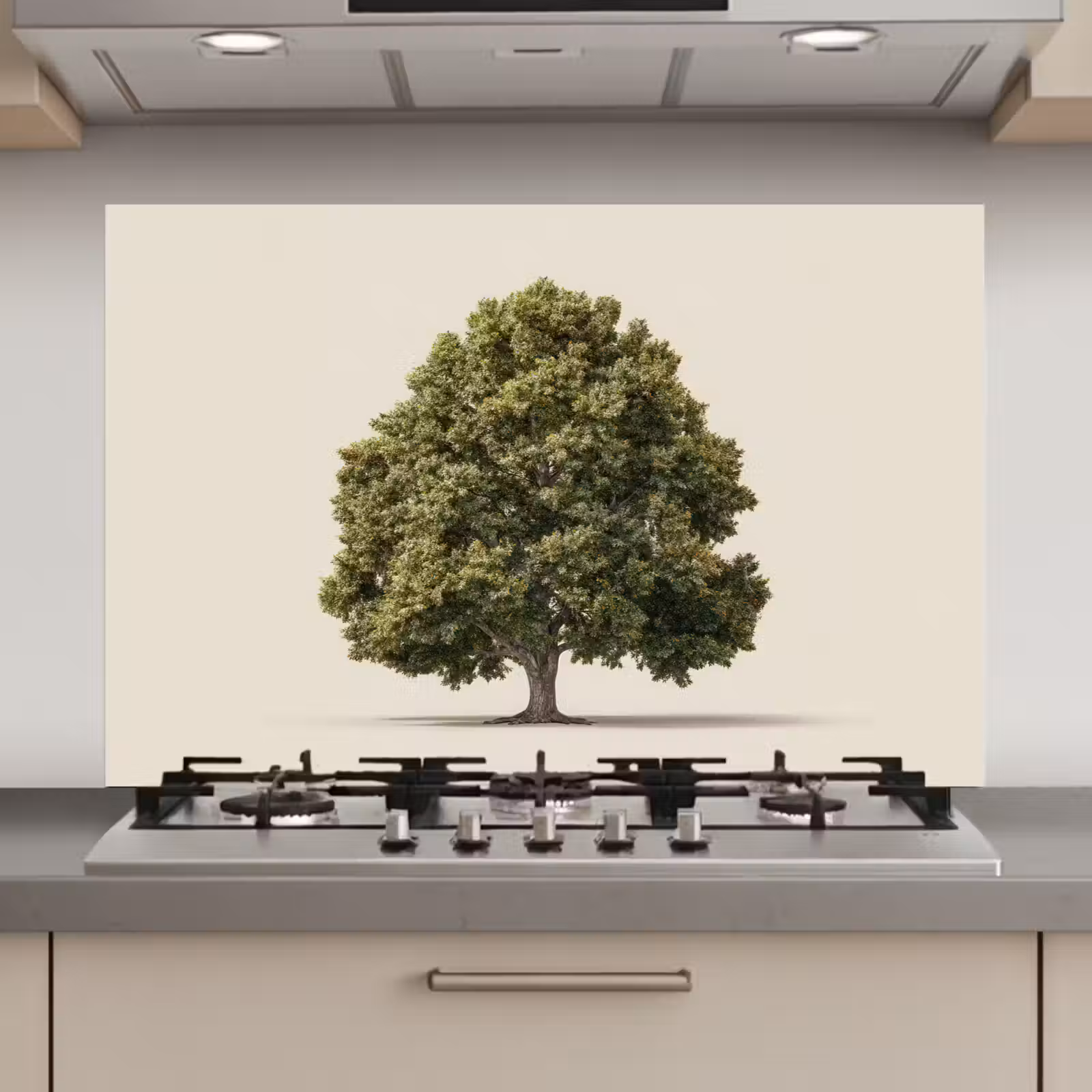 Spatscherm keuken - Eikenboom - Groen - Lichte achtergrond — 1