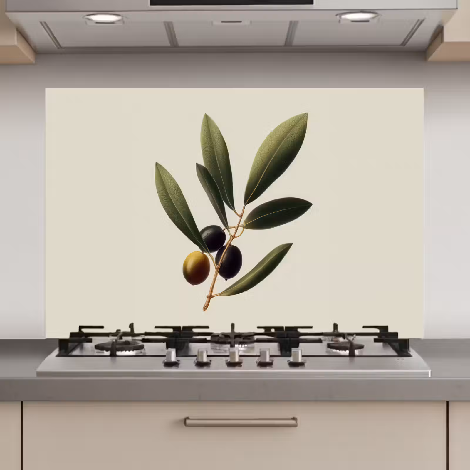 Spatscherm keuken - Olijftak - Donkergroen - Olijven — 1