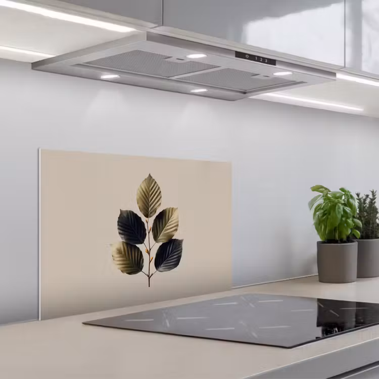 Spatscherm keuken - Beukenbladeren - Bruin - Groen - neutraal — 5