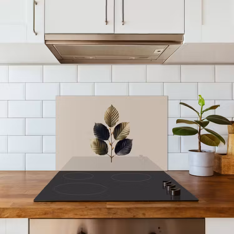 Spatscherm keuken - Beukenbladeren - Bruin - Groen - neutraal — 6