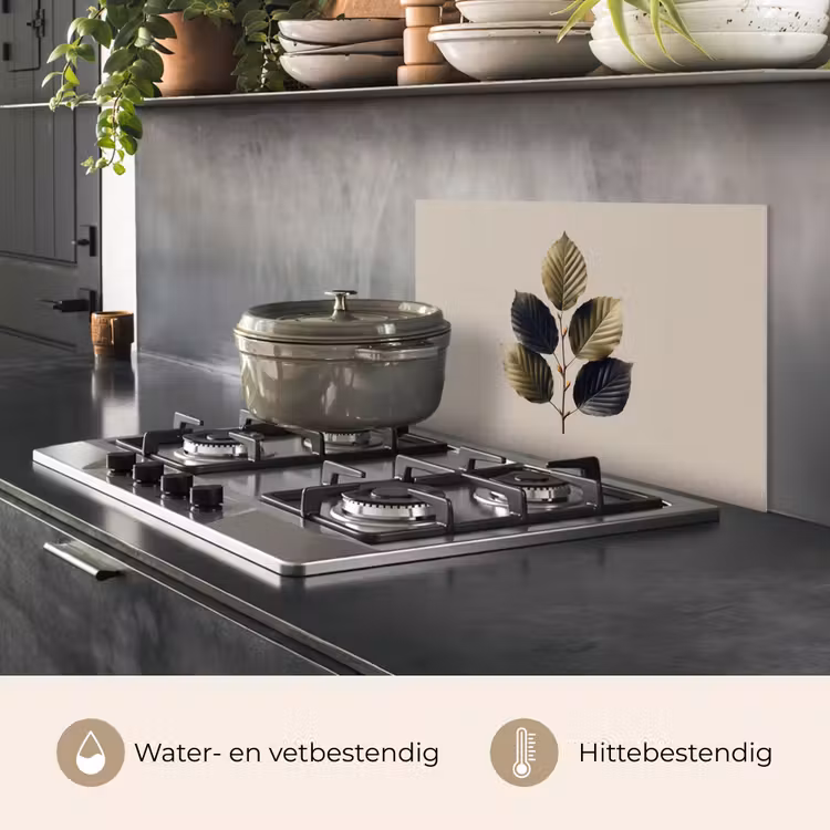 Spatscherm keuken - Beukenbladeren - Bruin - Groen - neutraal — 7