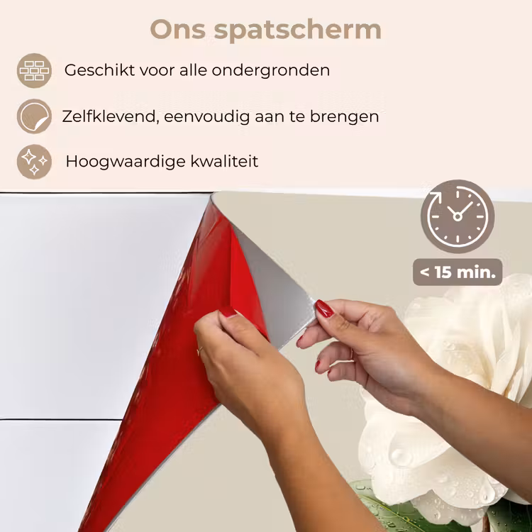 Spatscherm keuken - Cameliabloem - Wit - Groen — 4