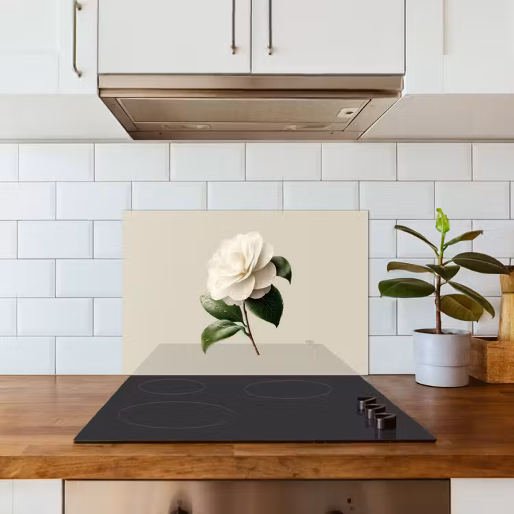 Spatscherm keuken - Cameliabloem - Wit - Groen — 6
