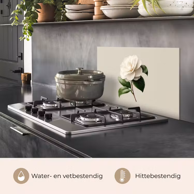 Spatscherm keuken - Cameliabloem - Wit - Groen — 7