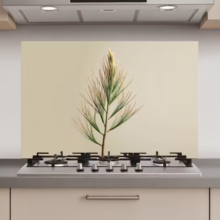 Spatscherm keuken - Dennentak - Naaldvormige bladeren - Lichtgroen — 1