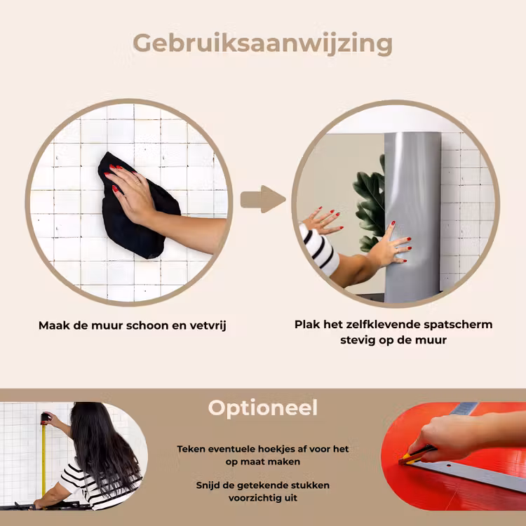 Spatscherm keuken - Eikenbladeren - Beige - Groen - Golvende randen — 8
