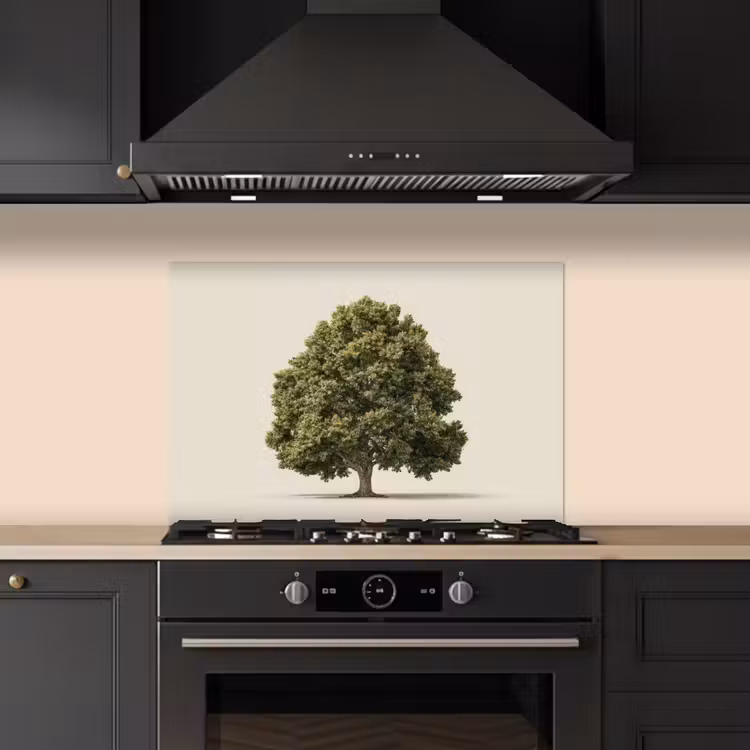 Spatscherm keuken - Eikenboom - Groen - Lichte achtergrond — 2