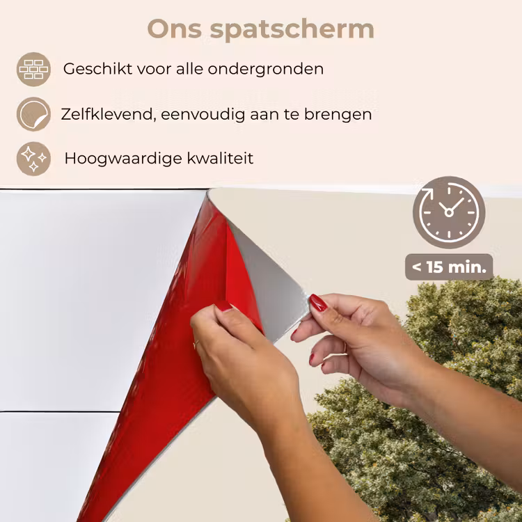 Spatscherm keuken - Eikenboom - Groen - Lichte achtergrond — 4