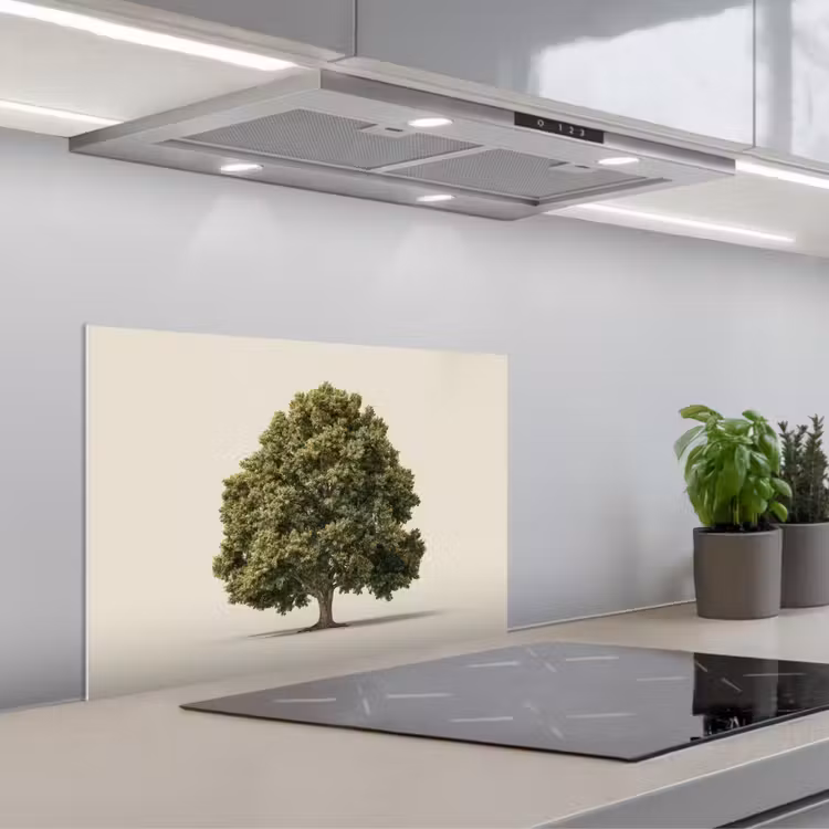 Spatscherm keuken - Eikenboom - Groen - Lichte achtergrond — 5