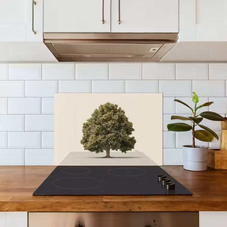 Spatscherm keuken - Eikenboom - Groen - Lichte achtergrond — 6