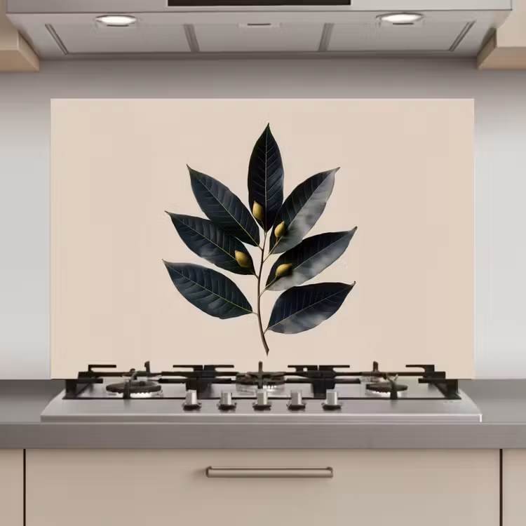 Spatscherm keuken - Laurierbladeren - Bloemknoppen - subtiel — 1