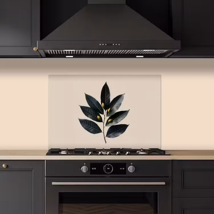 Spatscherm keuken - Laurierbladeren - Bloemknoppen - subtiel — 2
